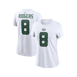 Womens Aaron Rodgers White New York Jets Player Name and Number T-shirt