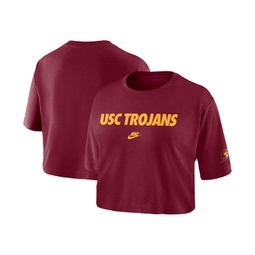 Womens Cardinal USC Trojans Wordmark Cropped T-shirt