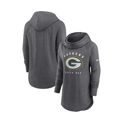 Womens Heather Charcoal Green Bay Packers Raglan Funnel Neck Pullover Hoodie