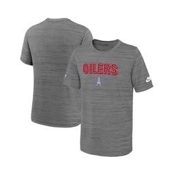 Big Boys Heather Gray Tennessee Titans Oilers Throwback Sideline Performance Team Issue Velocity Alternate T-shirt