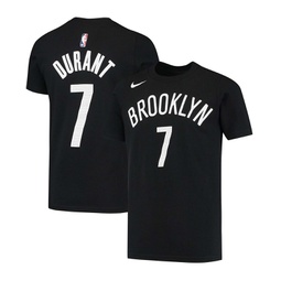 Big Boys Kevin Durant Black Brooklyn Nets Logo Name Number Performance T-shirt