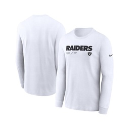 Mens White Las Vegas Raiders Sideline Infograph Lock Up Performance Long Sleeve T-Shirt