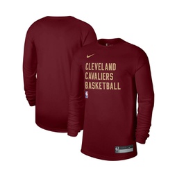 Mens and Womens Wine Cleveland Cavaliers 2023/24 Legend On-Court Practice Long Sleeve T-shirt