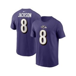 Mens Lamar Jackson Purple Baltimore Ravens Player Name and Number T-shirt