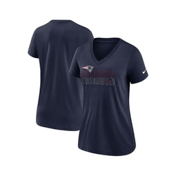 Womens Heathered Navy New England Patriots Lock Up Tri-Blend V-Neck T-shirt