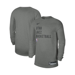 Mens and Womens Heather Gray Utah Jazz 2023 Legend On-Court Practice long sleeve