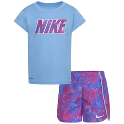 Little Girls Dri-FIT T-shirt and Sprinter Shorts 2 Piece Set
