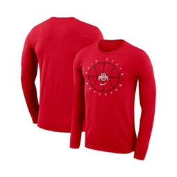 Mens Red Ohio State Buckeyes Basketball Icon Legend Performance Long Sleeve T-shirt