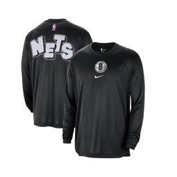 Mens Black Distressed Brooklyn Nets 2023/24 City Edition Authentic Pregame Performance Long Sleeve Shooting T-shirt