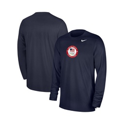Mens Navy Team USA UV Coach Long Sleeve Performance T-shirt