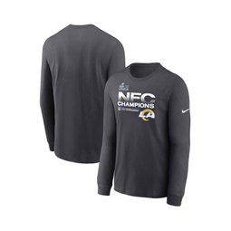 Mens Anthracite Los Angeles Rams 2021 NFC Champions Locker Room Trophy Collection Long Sleeve T-shirt
