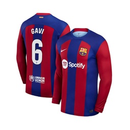 Mens Gavi Royal Barcelona 2023/24 Home Stadium Replica Long Sleeve Player Jersey