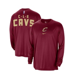 Mens Wine Distressed Cleveland Cavaliers 2023/24 City Edition Authentic Pregame Performance Long Sleeve Shooting T-shirt