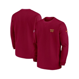 Mens Burgundy Washington Commanders 2023 Sideline Throwback Heavy Brushed Waffle Long Sleeve T-shirt