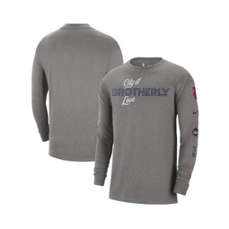 Mens Charcoal Philadelphia 76ers 2023/24 City Edition Max90 Expressive Long Sleeve T-shirt