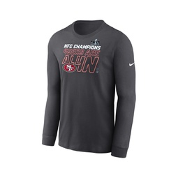 Mens Anthracite San Francisco 49ers 2023 NFC Champions Locker Room Trophy Collection Long Sleeve T-shirt