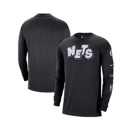 Mens Black Brooklyn Nets 2023/24 City Edition Max90 Expressive Long Sleeve T-shirt