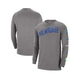 Mens Charcoal Milwaukee Bucks 2023/24 City Edition Max90 Expressive Long Sleeve T-shirt