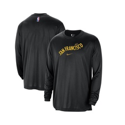 Mens Black Distressed Golden State Warriors 2023/24 City Edition Authentic Pregame Performance Long Sleeve Shooting T-shirt