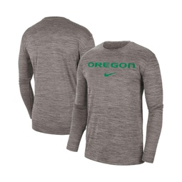 Mens Heather Gray Oregon Ducks Team Velocity Performance Long Sleeve T-shirt