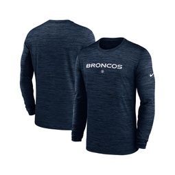 Mens Navy Denver Broncos Sideline Team Velocity Performance Long Sleeve T-shirt