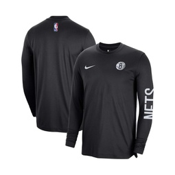 Mens and Womens Black Brooklyn Nets 2023/24Authentic Pregame Long Sleeve Shooting Shirt