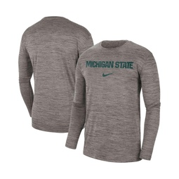 Mens Heather Gray Michigan State Spartans Team Velocity Performance Long Sleeve T-shirt