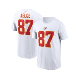 Mens Travis Kelce White Kansas City Chiefs Player Name and Number T-shirt