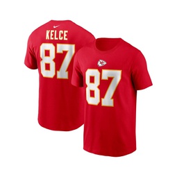 Mens Travis Kelce Red Kansas City Chiefs Player Name and Number T-shirt