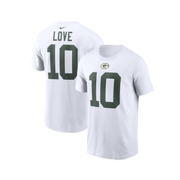 Mens Jordan Love White Green Bay Packers Player Name and Number T-shirt