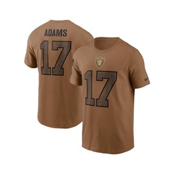 Mens Davante Adams Brown Distressed Las Vegas Raiders 2023 Salute To Service Name and Number T-shirt