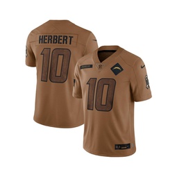 Mens Justin Herbert Brown Distressed Los Angeles Chargers 2023 Salute To Service Limited Jersey