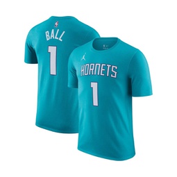 Mens LaMelo Ball Teal Charlotte Hornets Icon 2022/23 Name and Number T-shirt