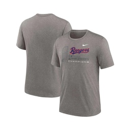 Mens Heather Gray Texas Rangers 2023 World Series Champions Tri-Blend T-shirt