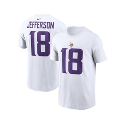Mens Justin Jefferson White Minnesota Vikings Player Name and Number T-shirt