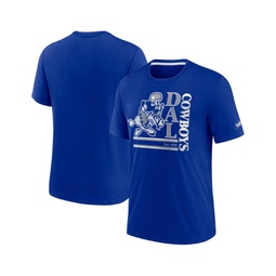 Mens Royal Dallas Cowboys Wordmark Logo Tri-Blend T-shirt
