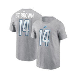 Mens Amon-Ra St. Brown Gray Detroit Lions Player Name and Number T-shirt