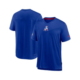 Mens Royal New England Patriots Sideline Coaches Vintage-Inspired Chevron Performance V-Neck T-shirt