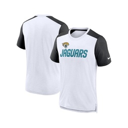 Mens White Heathered Black Jacksonville Jaguars Color Block Team Name T-shirt
