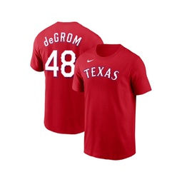 Mens Jacob deGrom Red Texas Rangers 2023 Name and Number T-shirt