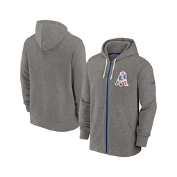 Mens Heather Charcoal New England Patriots Historic Lifestyle Full-Zip Hoodie