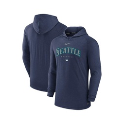 Mens Heather Navy Seattle Mariners Authentic Collection Early Work Tri-Blend Performance Pullover Hoodie