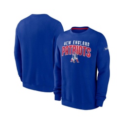 Mens Royal Distressed New England Patriots Rewind Club Pullover Sweatshirt
