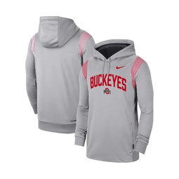 Mens Gray Ohio State Buckeyes 2022 Game Day Sideline Performance Pullover Hoodie