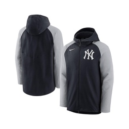 Mens Navy Gray New York Yankees Authentic Collection Performance Raglan Full-Zip Hoodie