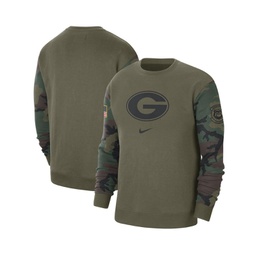 Mens Olive Georgia Bulldogs Military-Inspired Pack Club Pullover Sweatshirt