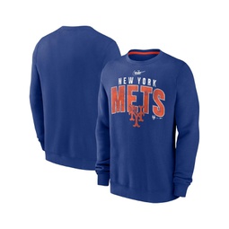 Mens Royal Distressed New York Mets Cooperstown Collection Team Shout Out Pullover Sweatshirt