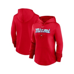 Womens Red Miami Marlins City Connect Pregame Performance Pullover Hoodie