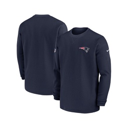 Mens Navy New England Patriots 2023 Sideline Throwback Heavy Brushed Waffle Long Sleeve T-shirt