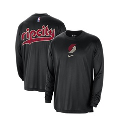 Mens Black Distressed Portland Trail Blazers 2023/24 City Edition Authentic Pregame Performance Long Sleeve Shooting T-shirt